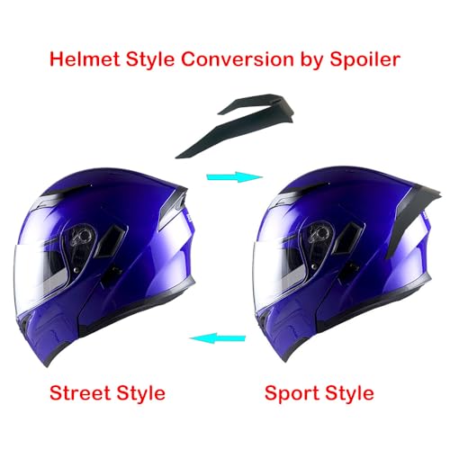 1Storm Motorcycle Modular Full Face Helmet Flip up Dual Visor Sun Shield: HB89 Glossy Blue - Image 4