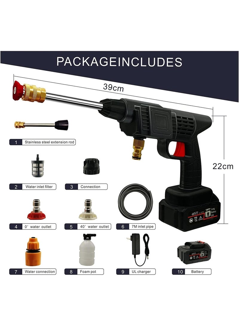 48V High Pressure Washer, Car Washing Machine, Cordless Portable Electric Water High Pressure Washer Gun, Used for Floor Cleaning of Car Washes and Garden Watering - Image 2