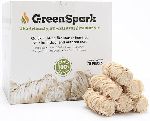 GreenSpark Natural All Weather Fire Starters 70 Pcs, Smoker, BBQ, Fireplace, Wooden and Pellet Stove, Fire Pit, Long Burn Firestarter, Waterproof, Pizza Oven, Grill, Charcoal Starter - Image 1