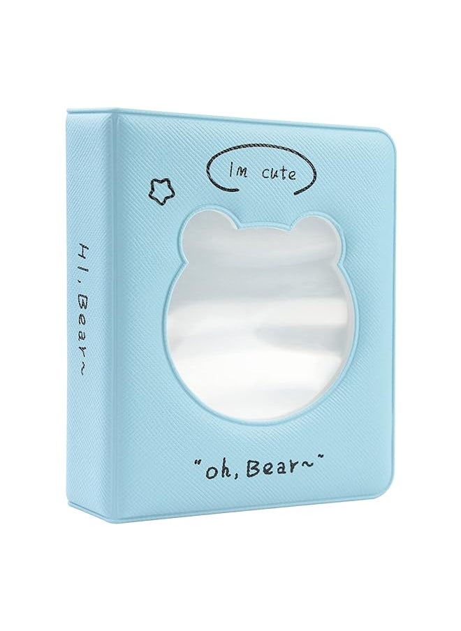 erorex 3 Inch Mini Photo Album Kpop Photocard Binder Kpop Photo Card Id Holder Book With 36 Pockets Hollow Blue Bear  - Image 1