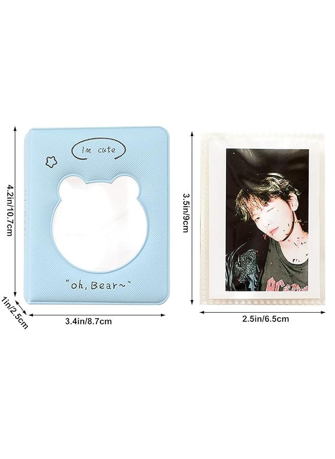 erorex 3 Inch Mini Photo Album Kpop Photocard Binder Kpop Photo Card Id Holder Book With 36 Pockets Hollow Blue Bear  - Image 3