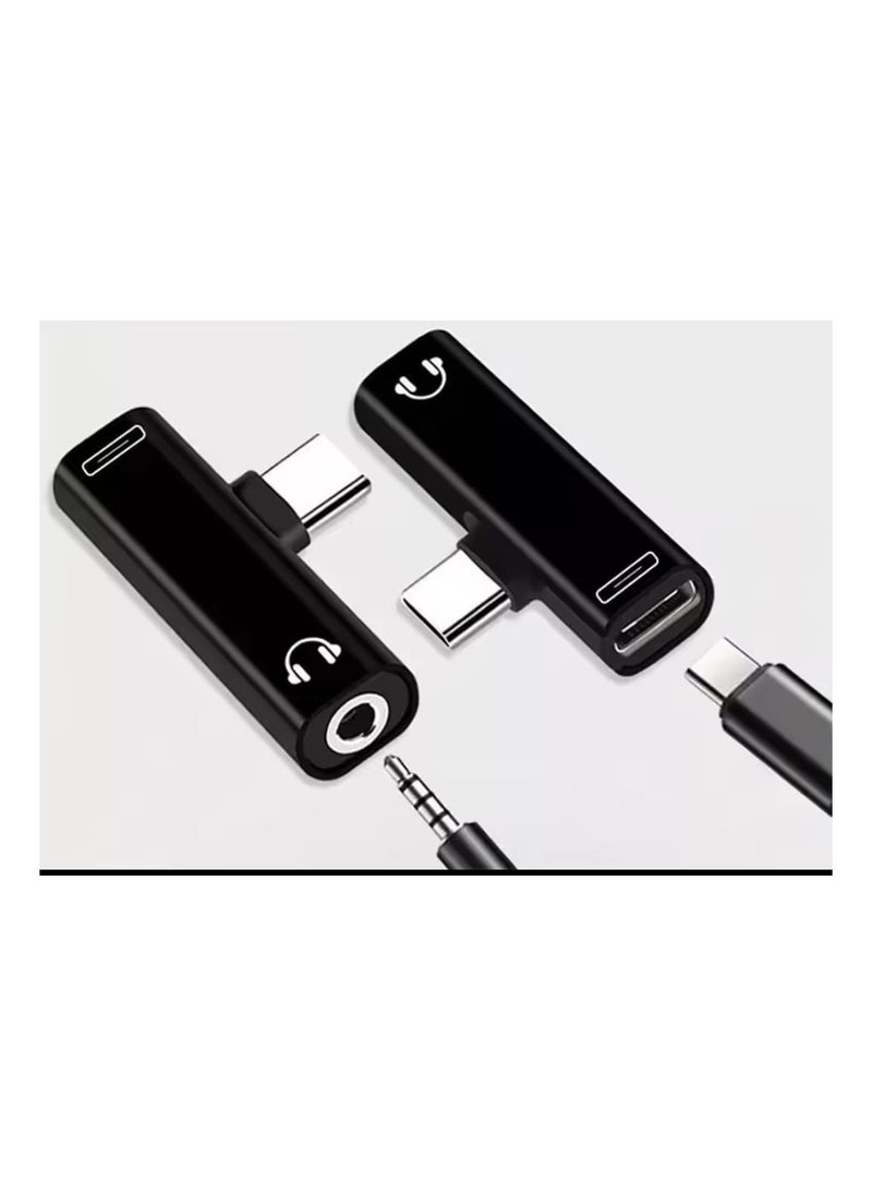 XTREAM Type C to 3.5m Headphone Adapter Splitter for Mobile Phone Charging and Headphone Play 2 in 1 Type C to 3.5m Splitter Cable Charging Cable Dual Aux Jack Headphone and Charger  - Image 1