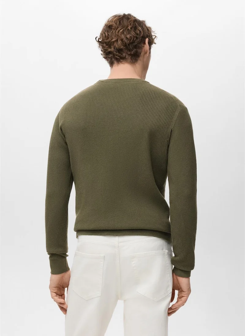 Mango Man Fine rib-knit cotton sweater