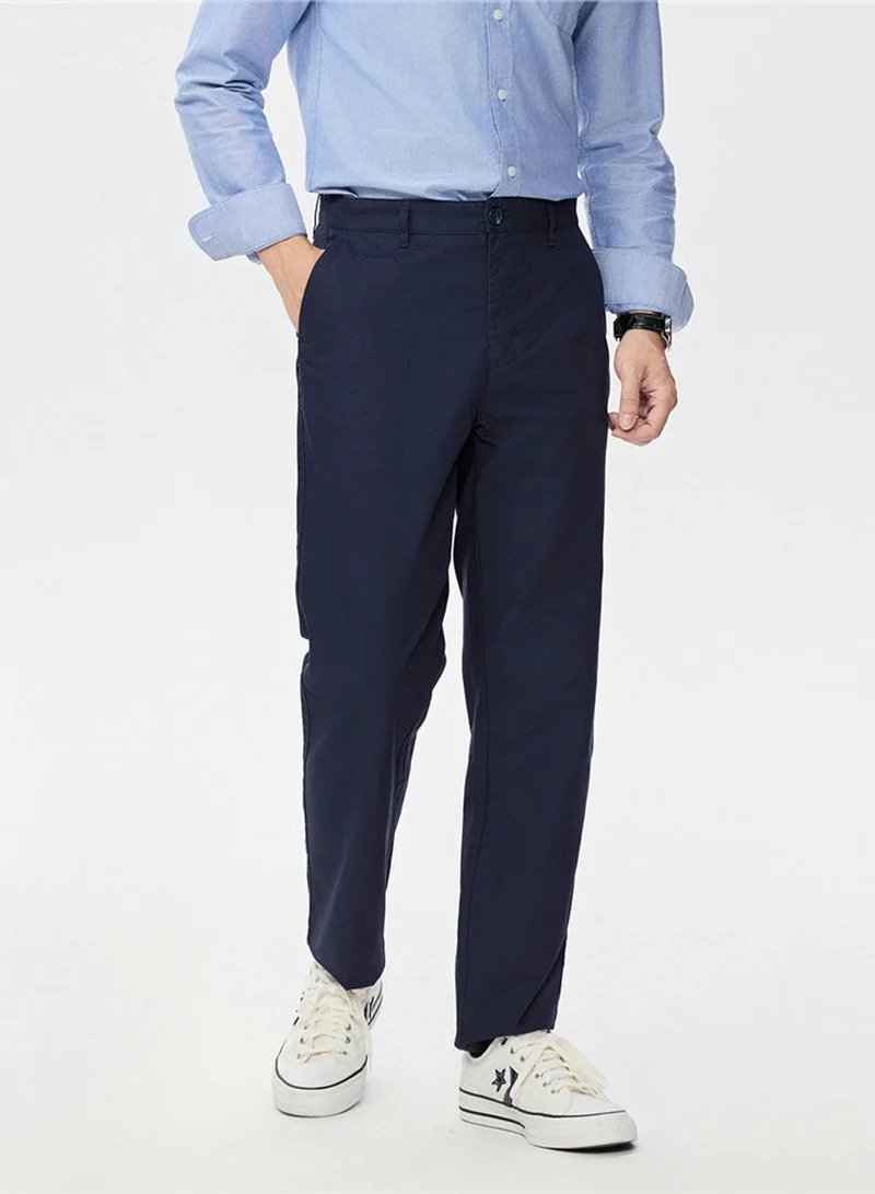 Men’s Regular Fit Stretch Twill Pants with Mid Rise