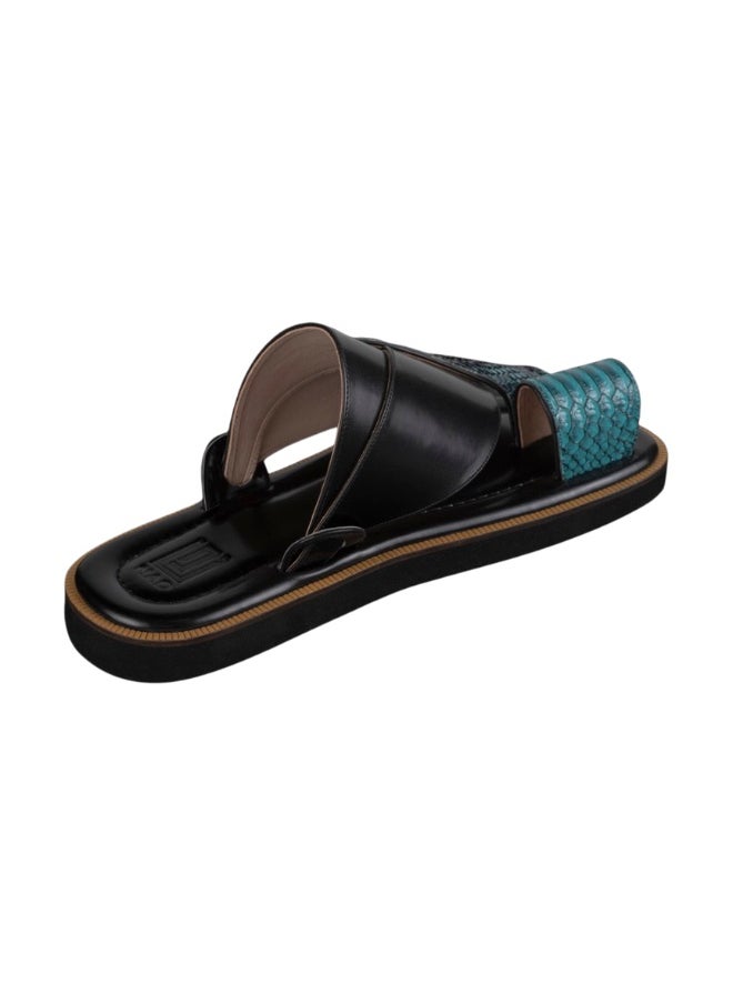 NAD Arabic sandals with a black and turquoise ostrich leg pattern  - Image 2