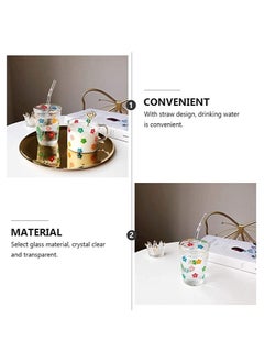 KASTWAVE Glass Water Cup Milk Cup with Straw and Lids Reusable Double-Wall Coffee Cup Heat Resisting Clear Milkshake Cup for Juice Milk Hot Cold Water Tea Matcha 300ml Travel Cup (Colorful Stars)  - Image 3