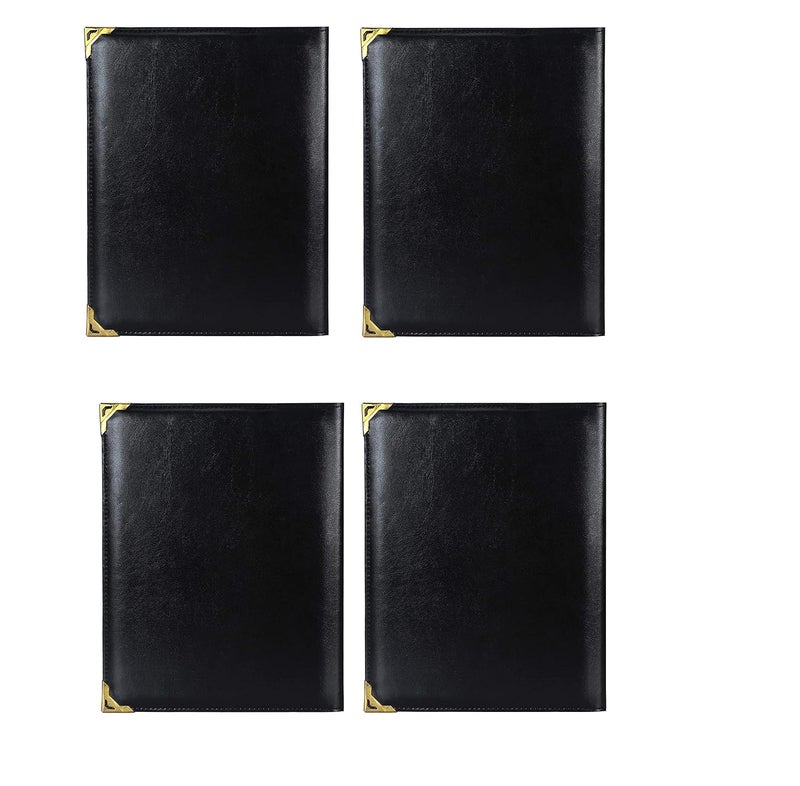 FUTURE X Set of 4 Menu Folder for Hotel and Restaurant, Check Presenter for Hotel and Restaurant, Business File Folder, Document Holder, Portfolio/Organizer/Planner Leather Folder with 6 Leaf's (Size: A4) - Image 1