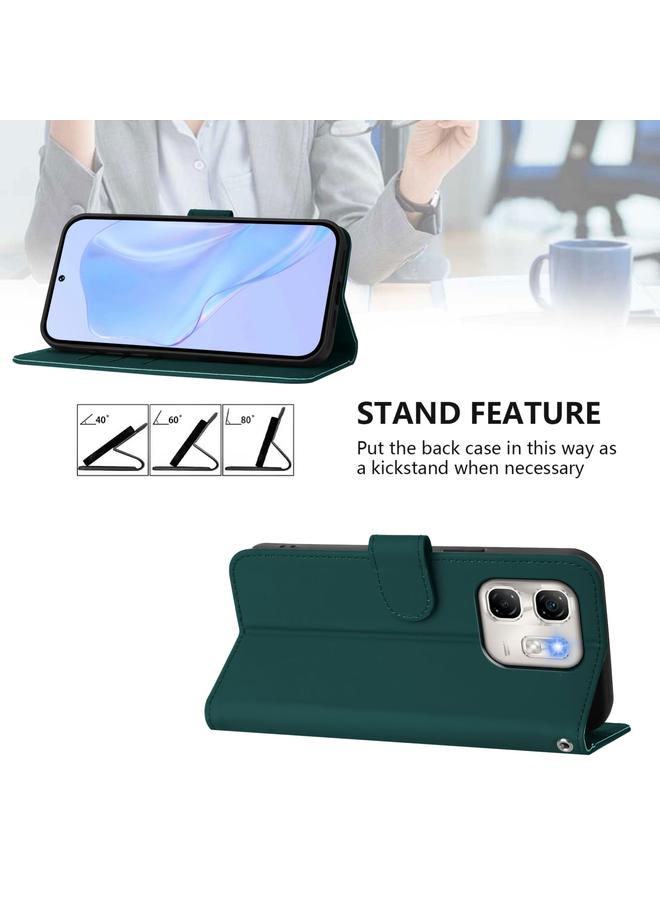 The Bros Phone Case For Infinix Hot 50i 5G / Smart 9 4G Skin Feel Solid Color Leather Phone Phone Case with Lanyard - Image 3