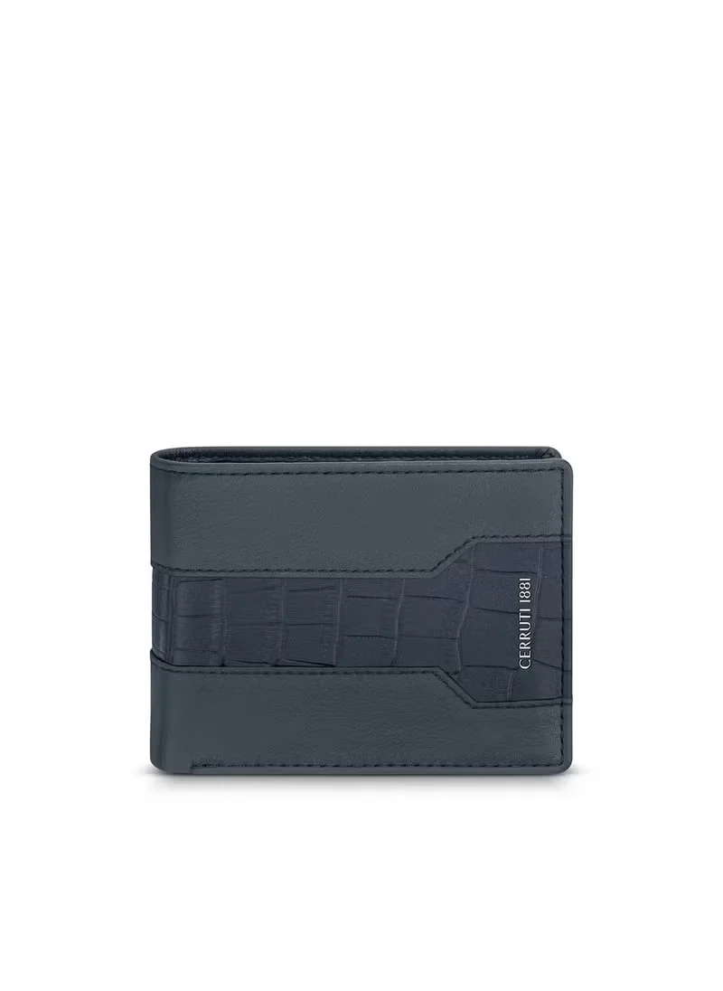CERRUTI 1881 Croco & Plain Blue Leather Wallet for Men's