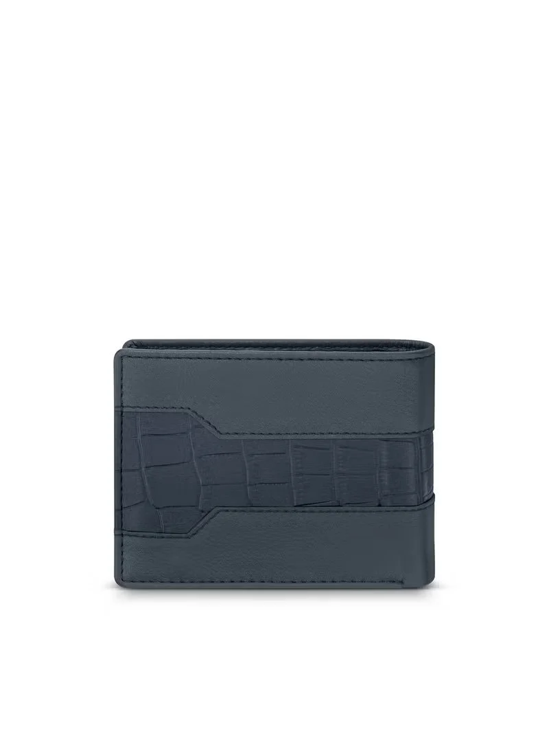 CERRUTI 1881 Croco & Plain Blue Leather Wallet for Men's