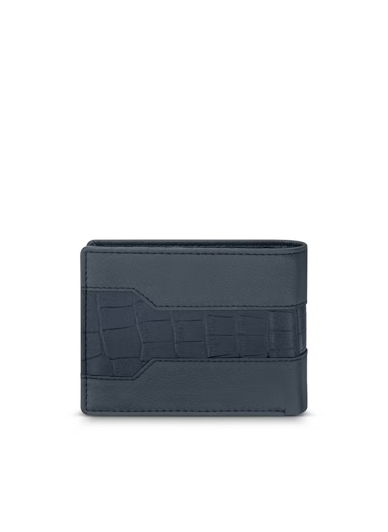 CERRUTI 1881 Croco & Plain Blue Leather Wallet for Men's  - Image 2