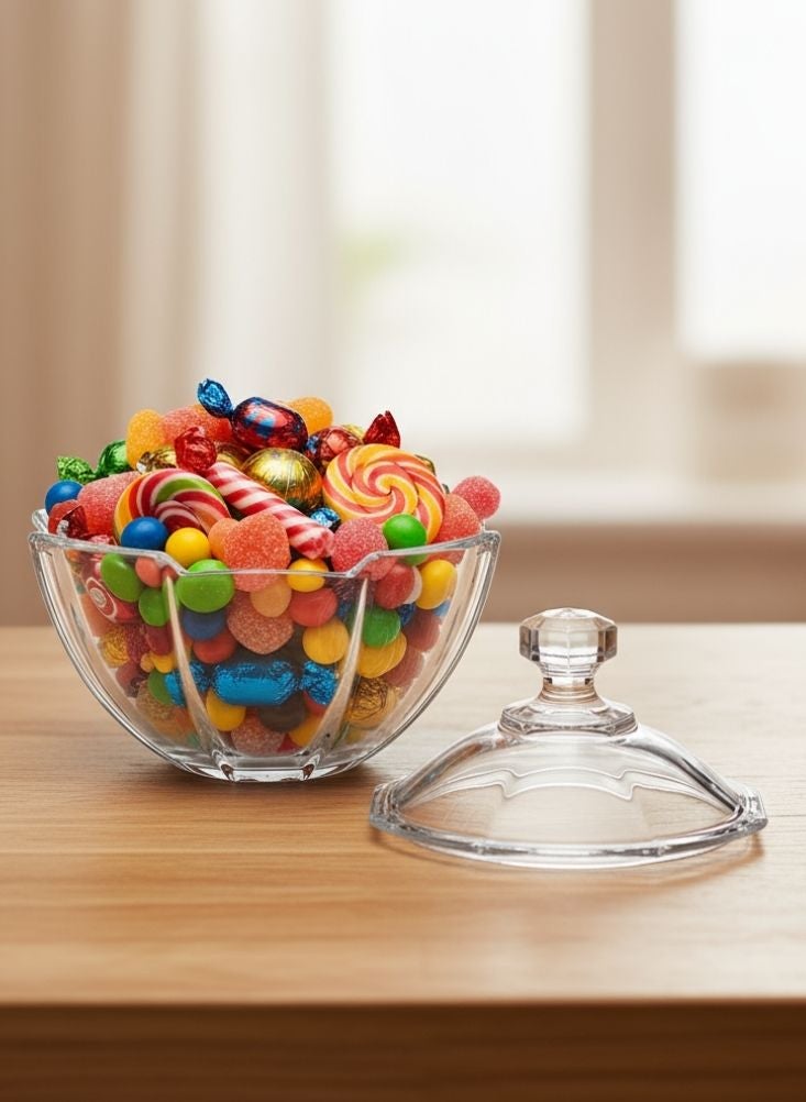 بريميم جرة حلوى تركية مزخرفة – وعاء زجاجي شفاف بغطاء لتقديم الحلويات والوجبات الخفيفة - Image 2