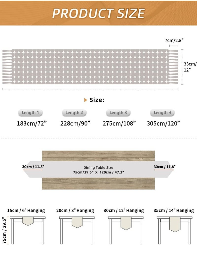 Excefore - Table Runner Boho Style, Burlap Linen Handmade Rustic Table Runner, 72 Inches Long Coffee Table Runner for Dining Party Holiday, Decorative for Home Dining Tea Kitchen (Khaki Check, 13*72 Inch) - Image 1