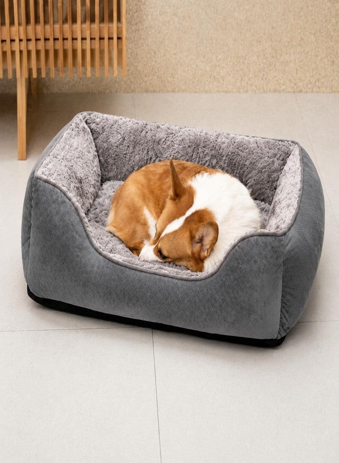 Oveppy Dog Bed for Small Dogs Washable, Super Soft Durable Cat Bed, Warming Soft Calming Puppy Bed Pet Bed with Anti-Slip Bottom, Grey, 20 x 19 x 6inch - Image 5