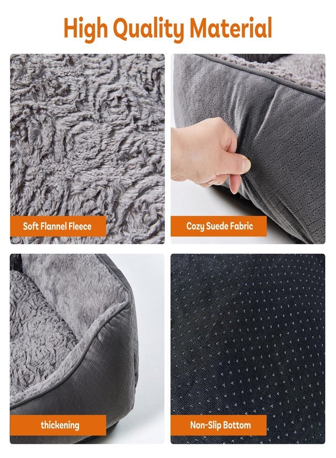 Oveppy Dog Bed for Small Dogs Washable, Super Soft Durable Cat Bed, Warming Soft Calming Puppy Bed Pet Bed with Anti-Slip Bottom, Grey, 20 x 19 x 6inch - Image 3