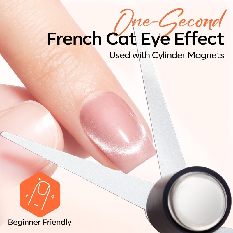 modelones French Cat Eye Magnet Set, Scissor-Shaped Nail Magnet Tool, 2 IN One Cateye Nail Magnet for French Effect, Hole&Bunny-Shaped&Heart Magnet for Cat Eye Gel Polish DIY Easter's Nail Salon - Image 3