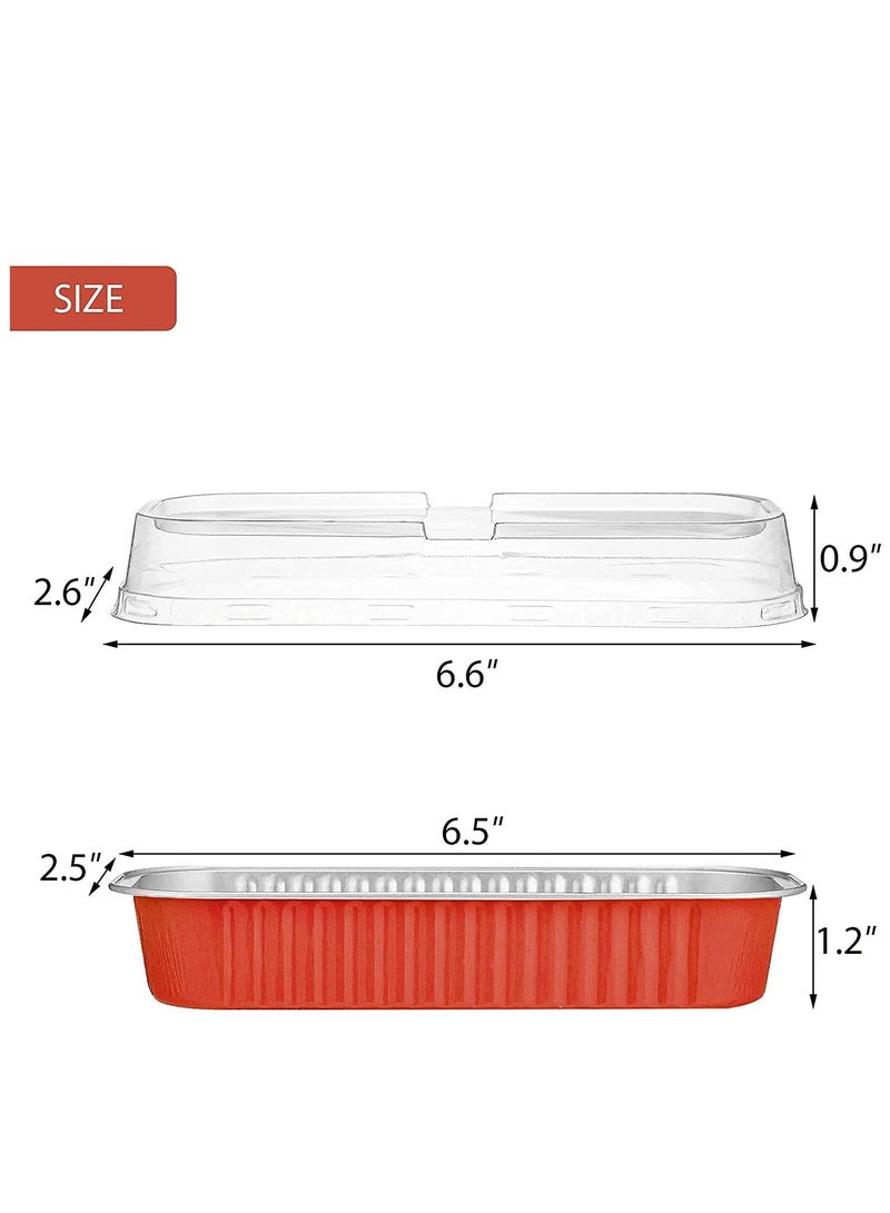 Excefore Aluminum Foil Bread Pans,50pcs 6.8oz Disposable Aluminum Foil Mini Loaf Baking Pans with Lids，Small Bread Tins, Aluminum Baking Cups Ramekins, Dessert Bakeware Pans Containers (Red) - Image 3