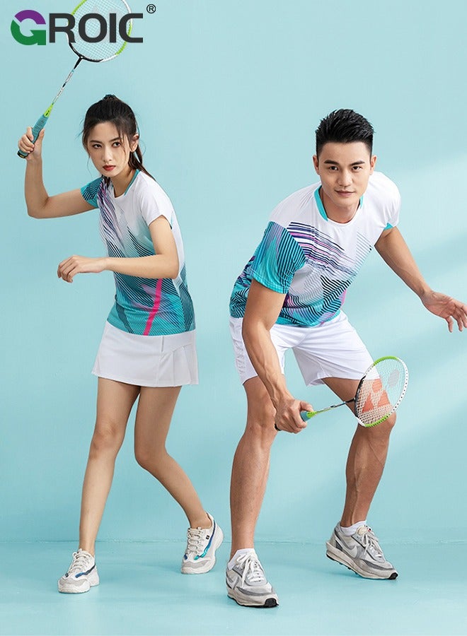 GROIC Men Golf Shirt Set 2 Piece Sleeve Tops and Sports Shorts Quick Dry with Pocket Suits for Athletic,Quick-drying Badminton Suit Table Tennis and Tennis Sportswear - Image 5