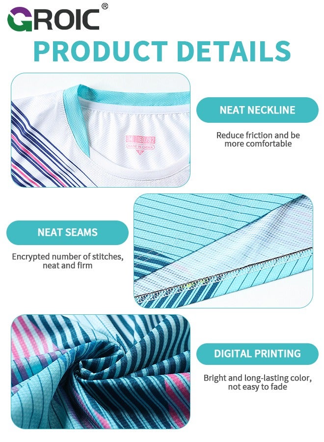 GROIC Men Golf Shirt Set 2 Piece Sleeve Tops and Sports Shorts Quick Dry with Pocket Suits for Athletic,Quick-drying Badminton Suit Table Tennis and Tennis Sportswear - Image 3