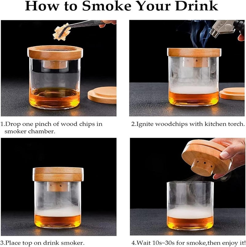 klarako Cocktail Smoker with Wood Chips Smoked Old Fashioned Cold Smoker for Cocktail, Whiskey, Wine, Bourbon , Cheese, Meat, Cocktail Smoking Kit Natural Wood Shavings (B) - Image 5