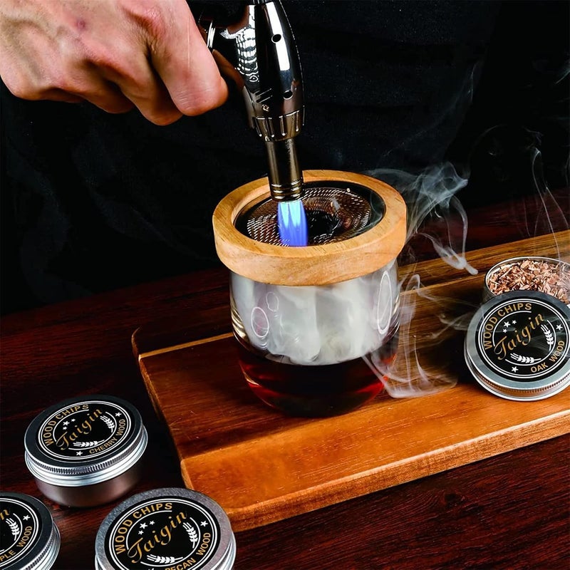 klarako Cocktail Smoker with Wood Chips Smoked Old Fashioned Cold Smoker for Cocktail, Whiskey, Wine, Bourbon , Cheese, Meat, Cocktail Smoking Kit Natural Wood Shavings (B) - Image 2