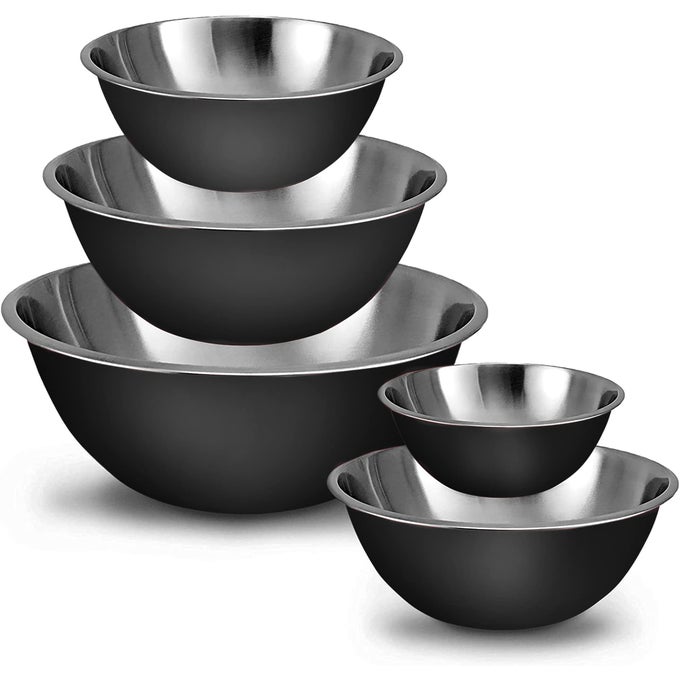 MEAL PREP STAINLESS STEEL MIXING BOWLS SET HOME REFRIGERATOR AND KITCHEN FOOD STORAGE ORGANIZERS ECOFRIENDLY REUSABLE HEAVY DUTY BLACK
