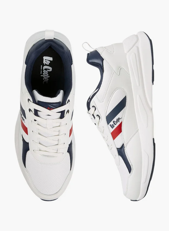 Men's Panelled Lace-Up Sneakers with Pull Tab