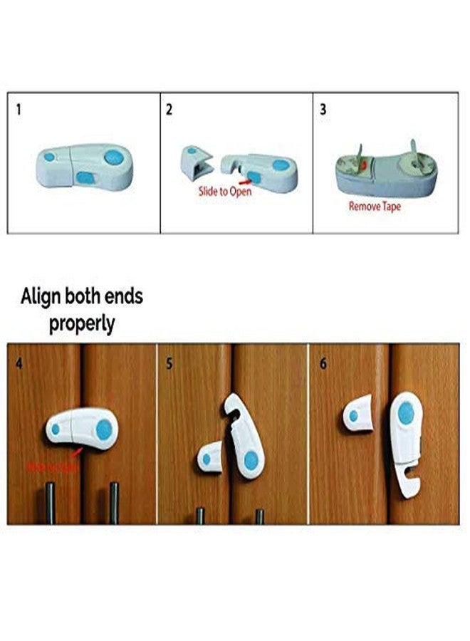 Safe-O-Kid BPA-Free Premium Pre-Taped Cupboard/Wardrobe/Drawer Lock - Child Safety, Easy Installation, Blends with Home Decor, Heavy-Duty Protection for Kitchens, Bathrooms, Bedrooms, Blue, Pack of - 1 - Image 2