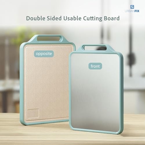 URBANFIX Aluminium Two Sided Large Steel Chopping Cutting Board for Kitchen | Steel Heavy-Duty Cutting Board for Vegetables, Fruits Cutter, Meats | Eco-Friendly and Anti-Microbial (40 x 30cm) - Image 3