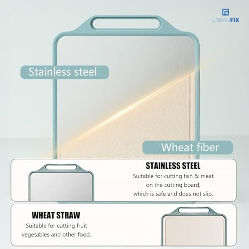 URBANFIX Aluminium Two Sided Large Steel Chopping Cutting Board for Kitchen | Steel Heavy-Duty Cutting Board for Vegetables, Fruits Cutter, Meats | Eco-Friendly and Anti-Microbial (40 x 30cm) - Image 4