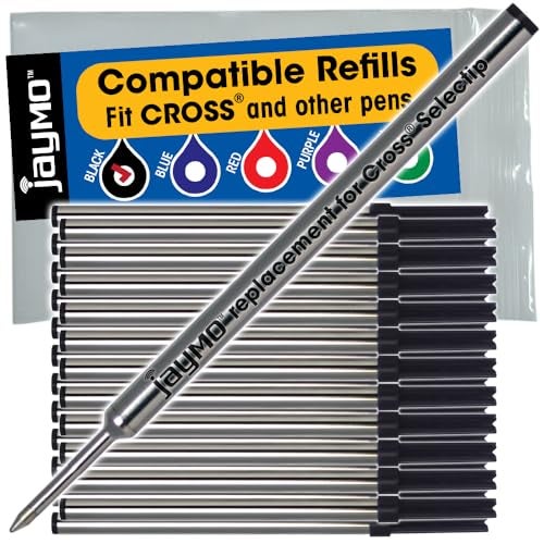 Jaymo Replacement for Cross Selectip 8523 Measures 4375 in 111 mm Long Gel Rolling Ball Pen Refill 24 Black - Image 2