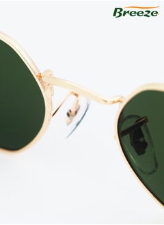 Breeze Fashion Leisure Sunglasses for men and women Eye UV Protection Metal retro oval frame Black green eyewear  - Image 4