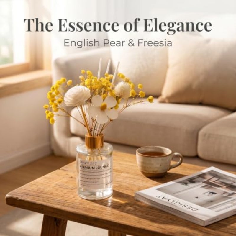 Reed Diffuser Set/English PearandFreesia/ 120ml/ with Preserved Flowers Scent Fragrance Oil Diffuser with Sticks for Home Bedroom Bathroom Accessories Office Shelf Decor Gift Women - Image 4