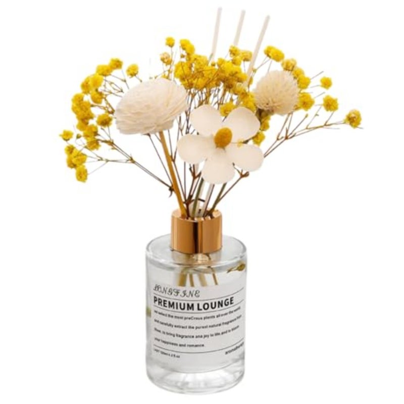 Reed Diffuser Set/English PearandFreesia/ 120ml/ with Preserved Flowers Scent Fragrance Oil Diffuser with Sticks for Home Bedroom Bathroom Accessories Office Shelf Decor Gift Women - Image 1