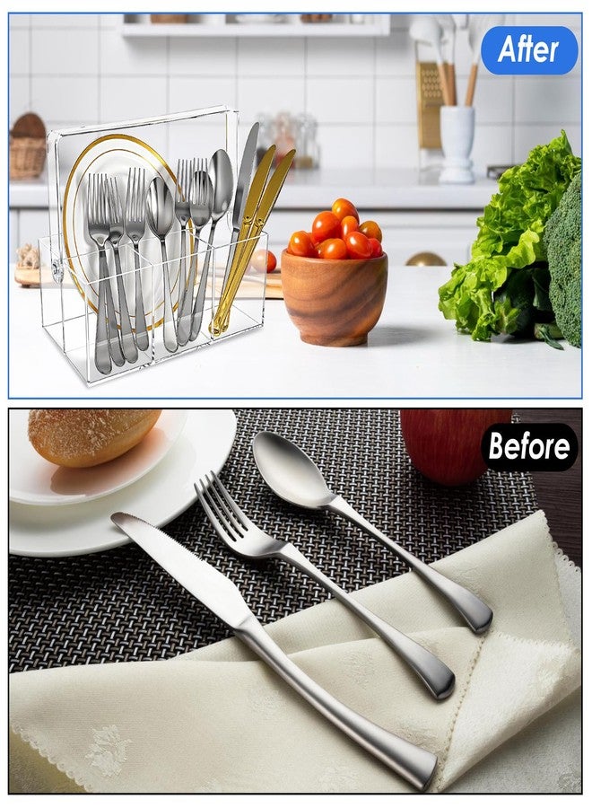Limbeuuu 2 Pack Silverware Organizer, Paper Plate Holders, Cutlery and Flatware Caddy for Countertop, Table, Buffet, and Picnic - Acrylic Party Utensil Holder for Knives, Forks, Spoons, Plates, Napkins - Image 5