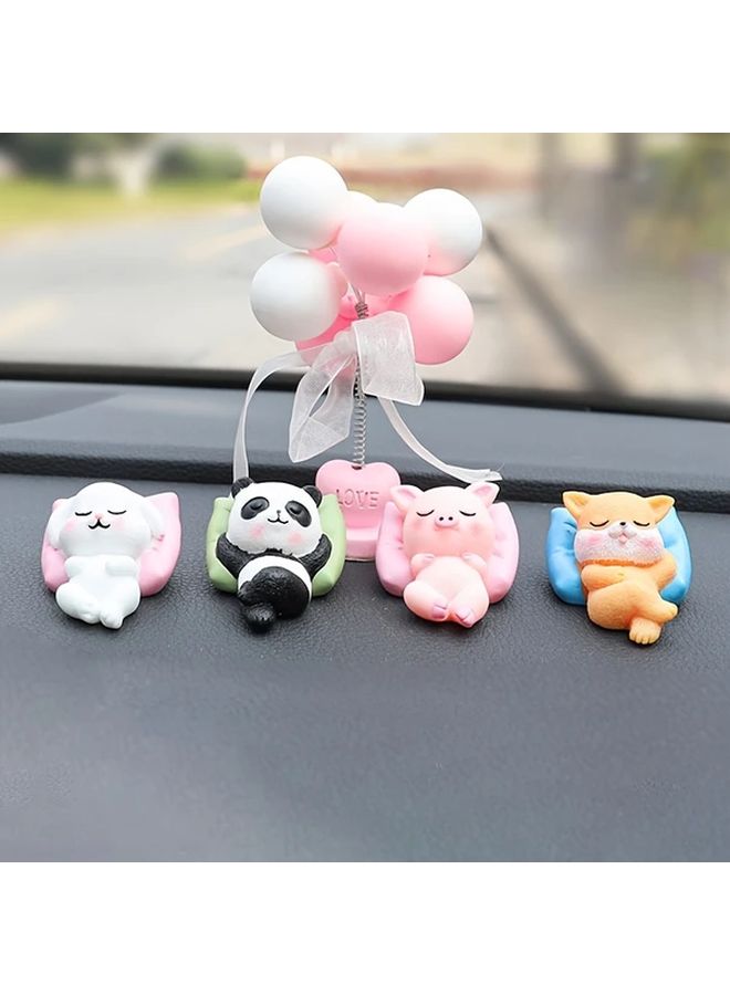 Cute Puppy And Piglet Car Decorations 2Pcs Set Lying Down Animal Vehicle Decor - Image 4