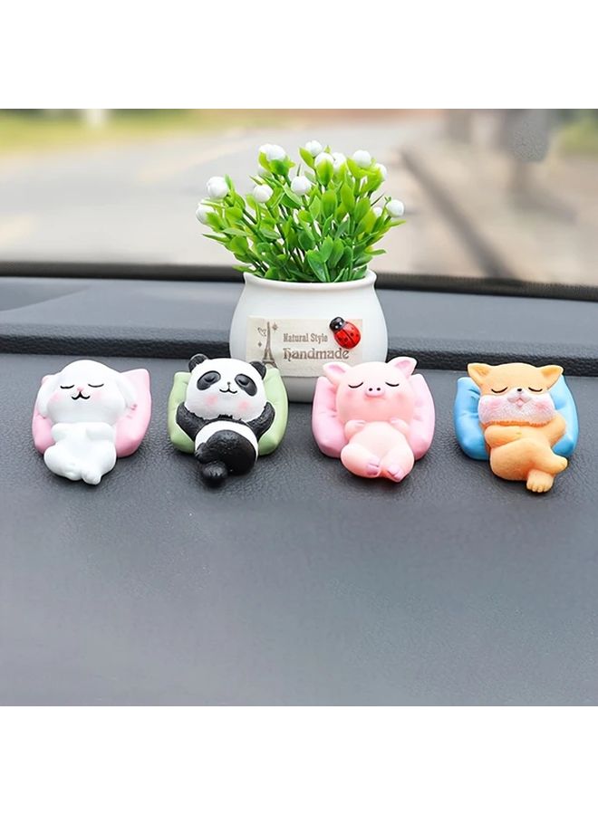 Cute Puppy And Piglet Car Decorations 2Pcs Set Lying Down Animal Vehicle Decor - Image 1