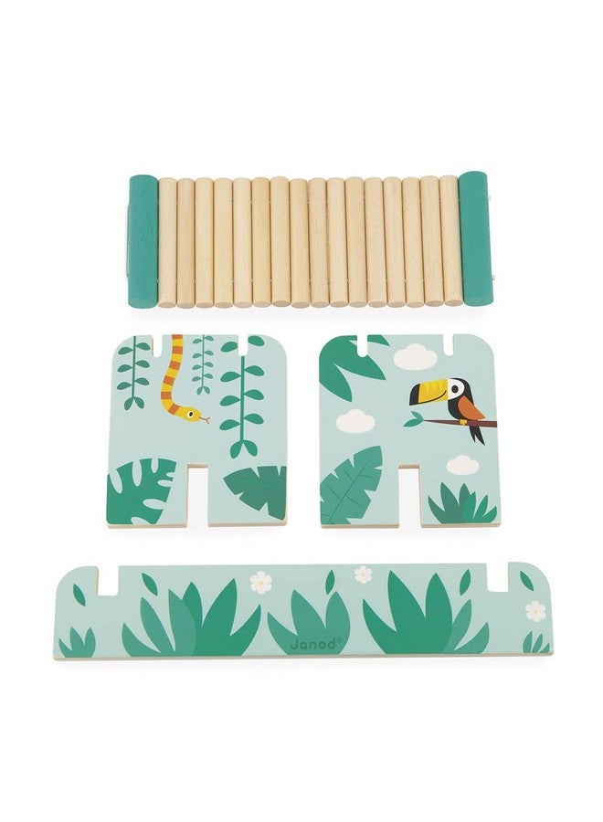 Janod - Tropik Tropical Balance Game - Wooden Toy - 1 Bridge to Construct and 15 Stackable Pieces - Educational Toy: Fine Motor Skills - Water-Based Paint - 2 Years + J08271 - Image 4