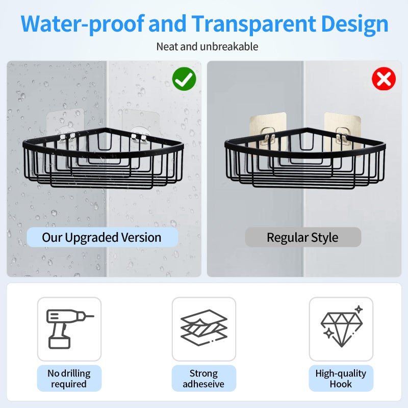 IOMDRWU Elegant Shower Caddy Adhesive Replacement, 6 PCS Strong Waterproof Adhesive Hooks and Strips for Shower Shelf and Bathroom Storage Shelf, No Drilling Also Fit Kitchen Rack - Image 4