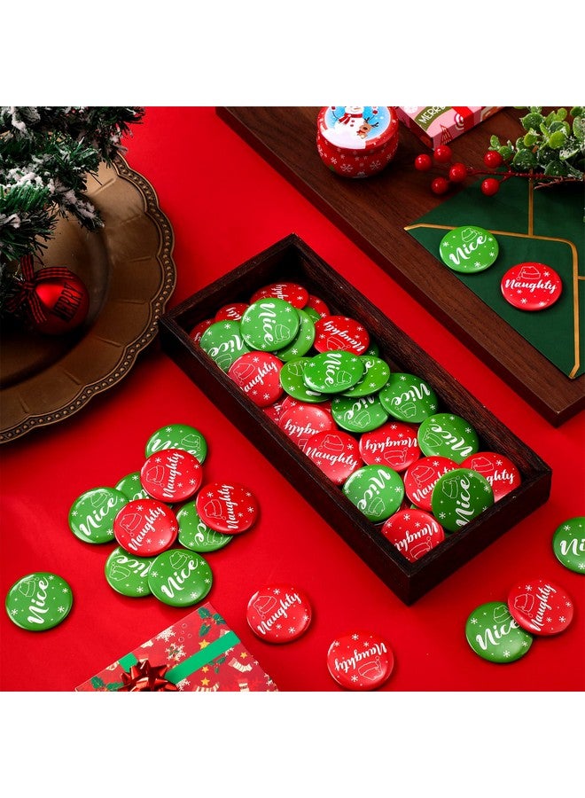 Janmercy 60 Pcs Christmas Button Pins Bulk Funny Nice Naughty Badge Pin Pinback Button Party Favors Buttons Badges Snowflake Santa Hat Print Badge Pin For Diy Christmas Birthday Party Bags Decorations - Image 4