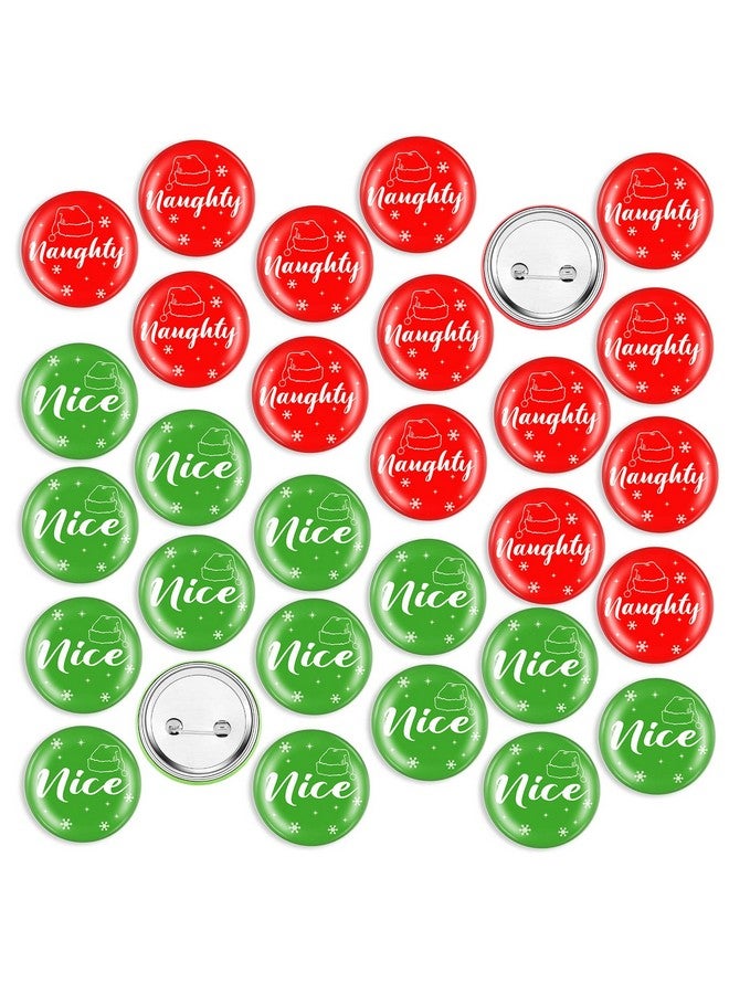 Janmercy 60 Pcs Christmas Button Pins Bulk Funny Nice Naughty Badge Pin Pinback Button Party Favors Buttons Badges Snowflake Santa Hat Print Badge Pin For Diy Christmas Birthday Party Bags Decorations - Image 1
