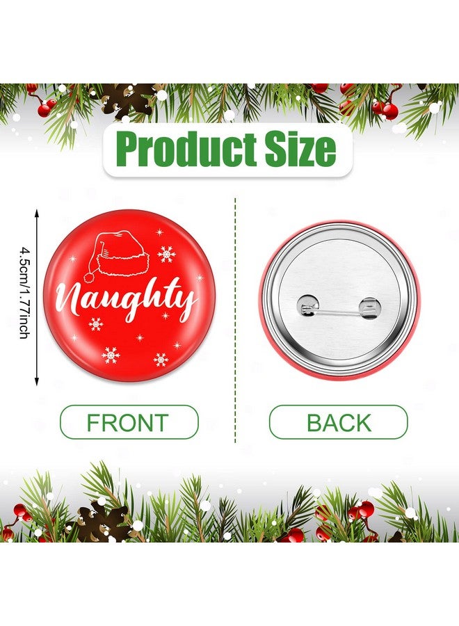 Janmercy 60 Pcs Christmas Button Pins Bulk Funny Nice Naughty Badge Pin Pinback Button Party Favors Buttons Badges Snowflake Santa Hat Print Badge Pin For Diy Christmas Birthday Party Bags Decorations - Image 2