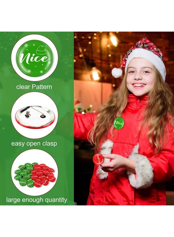 Janmercy 60 Pcs Christmas Button Pins Bulk Funny Nice Naughty Badge Pin Pinback Button Party Favors Buttons Badges Snowflake Santa Hat Print Badge Pin For Diy Christmas Birthday Party Bags Decorations - Image 3