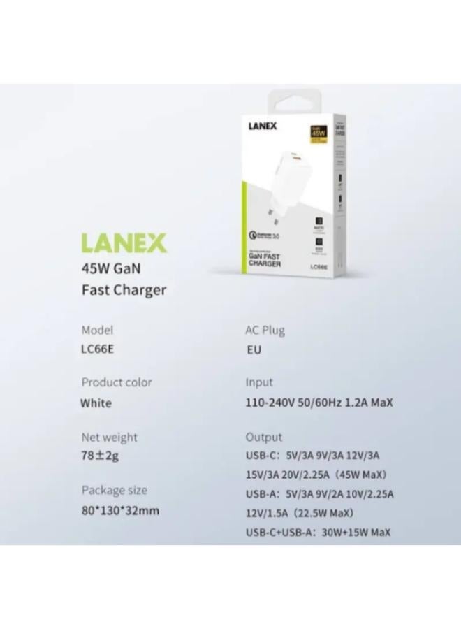 LANEX High Power 45W Charger with Fast Charging – LC66e - Image 3