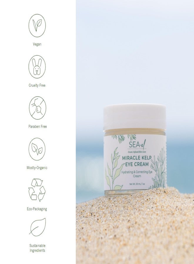 Sea-El Miracle Sea Kelp Eye Cream Hydrating & Correcting Yerba Mate Caffeine & Hyaluronic Acid for Dark Circles Bags & Puffiness - Daily Anti Aging Moisturizer for Women & Men, Vegan - 1 Oz - Image 2