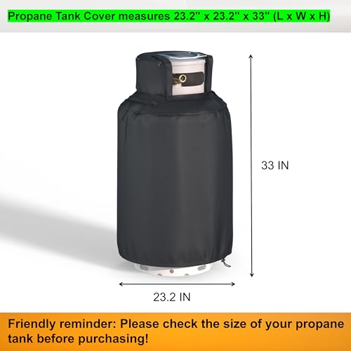DORAHUA 100 lb Propane Tank Cover Heavy Duty 600D Waterproof and Dustproof Oxford Fabric Double Fabric Top Zipper Design for Easy Opening and Closing of Valves for 100 lb Propane Tanks Black - Image 3