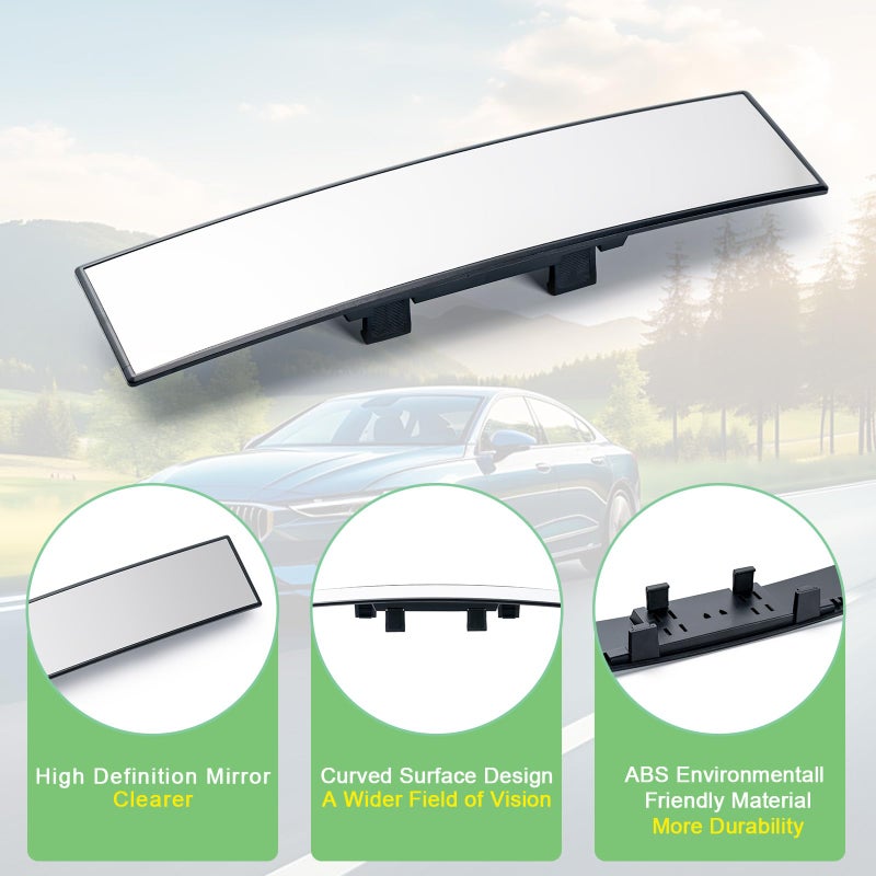 BOOMIBOO Rear View Mirror, Interior Clip-on Wide Angle Panoramic Rear Mirrors, Universal 11.81 Inch Panoramic Convex Rearview Mirror, Cars Accessory, for Cars,SUVs,Trucks, Various Kinds Vehicles - Image 3