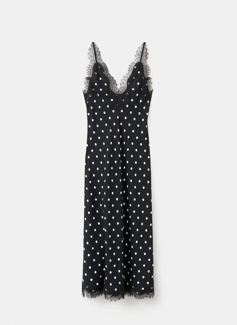 MANGO  Polka Dot Dress With Lace Detail for Women | Best Price UAE