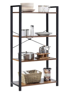 AGD 4-Tier Open Bookcase with Metal Frame, Freestanding Shelving Unit for Storage and Display, for Living Room, Bedroom, Office, Brown  - Image 1
