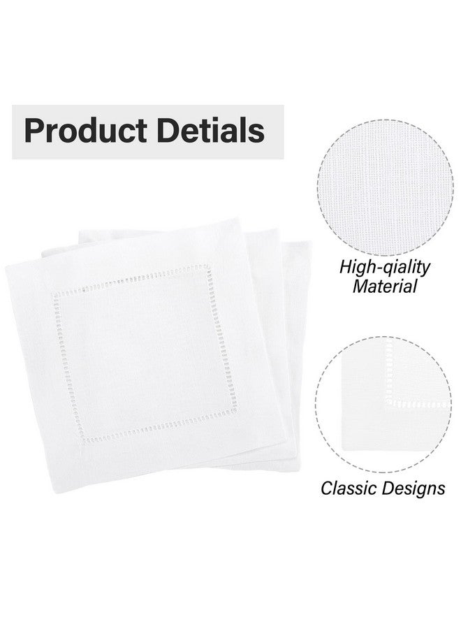 Jerify Linen Cocktail Napkins Bulk 6 x 6 Inch Cloth Hemstitch Fabric Napkins for Party Wedding Bar Beverage Coffee Dessert(White,80 Pcs) - Image 3